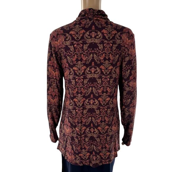 Soft Surroundings Brown Paisley Chloe Turtleneck Top - Picture 6 of 7